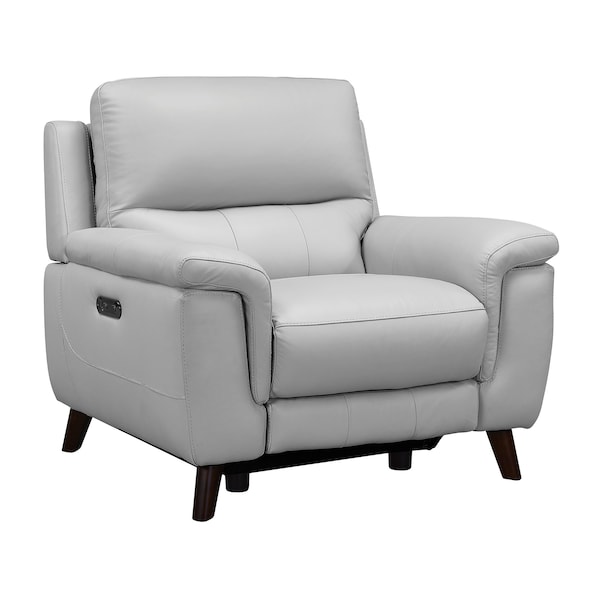 Armen Living Lizette Contemporary Chair in Dark Brown Wood Finish and Dove Gray Genuine Leather LCLZ1DV - main